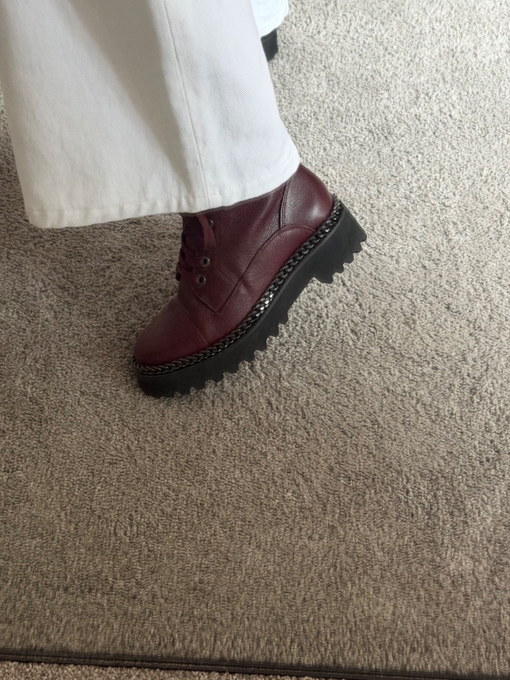 Vince camuto combat boots burgundy NEW - Picture 4 of 4